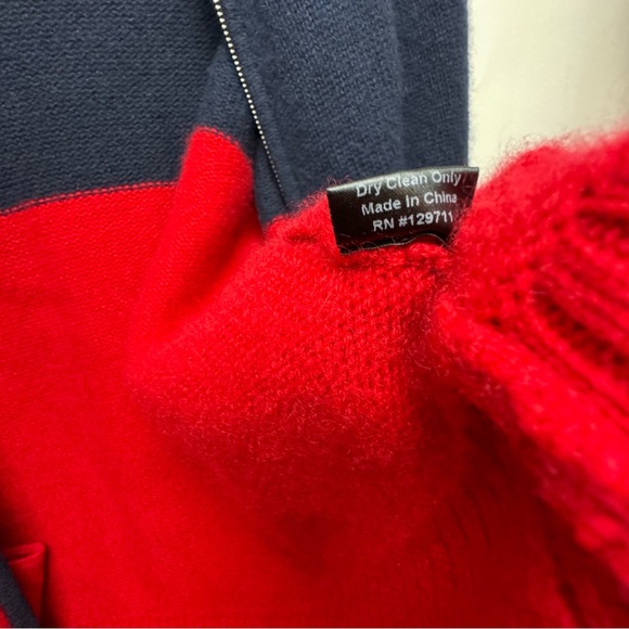Jenni Kayne cashmere blue red soft full zip cardigan - Picture 6 of 11